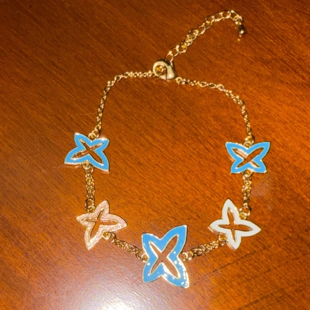 Gold and Pink Bracelet with Butterfly Charm Bracelet Set